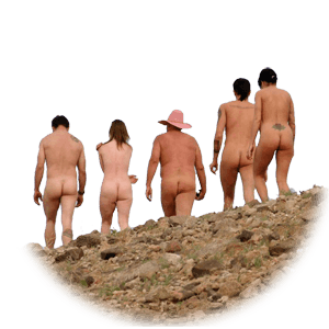 nude hiking in the desert