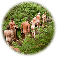group explores a creek
