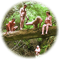 they climbed up and sat on a big old fallen tree spanning the river