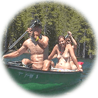 naked canoeing on the lake