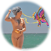 nude beach windy kite flying