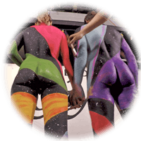 colours like a rainbow radiate on the skin