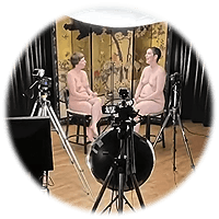 nude photo shoot of couple to be painted