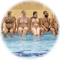 nude folks at a GTA Skinnydippers pool event 2023