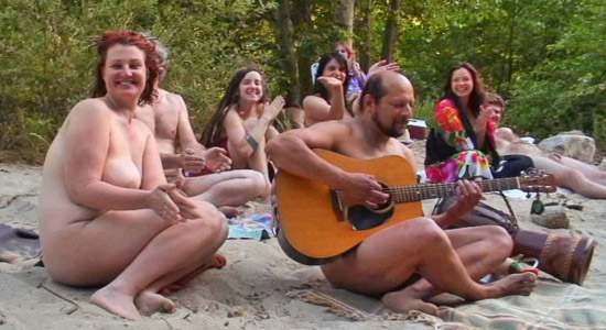 nudists play music while watching performance
