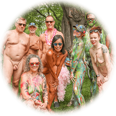 nude group photo at World Naked Bike Ride