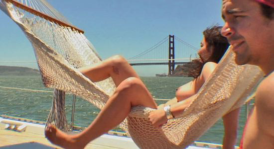 The hammock provides a good view of the Golden Gate Bridge.